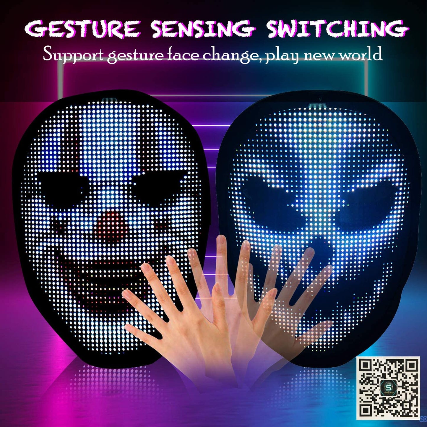 Variable Shining Led Mask Luminous Face Transforming Masks DIY Editing Animation Text for Halloween Party Cosplay Masquerade