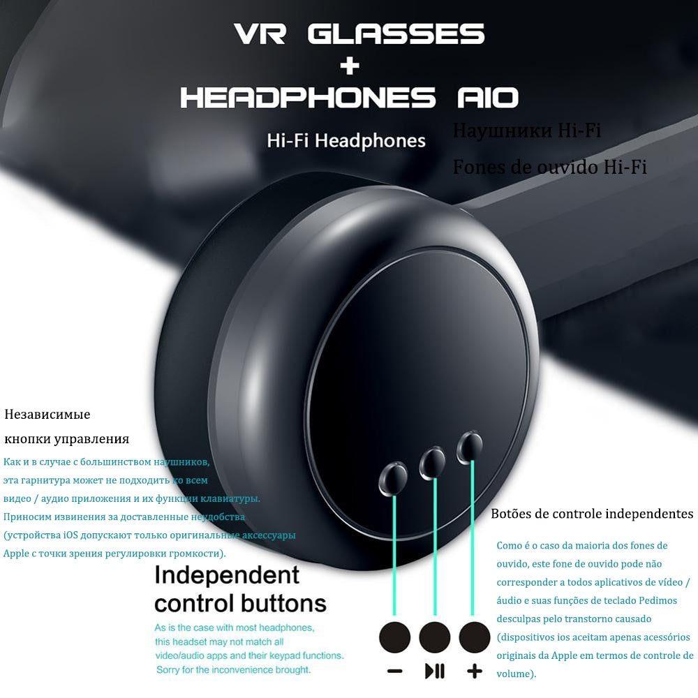 Virtual Reality 3D VR Glasses Headset Smart Helmet for Smartphones Mobile Phone Lenses with Headphone Controller Viar Binoculars