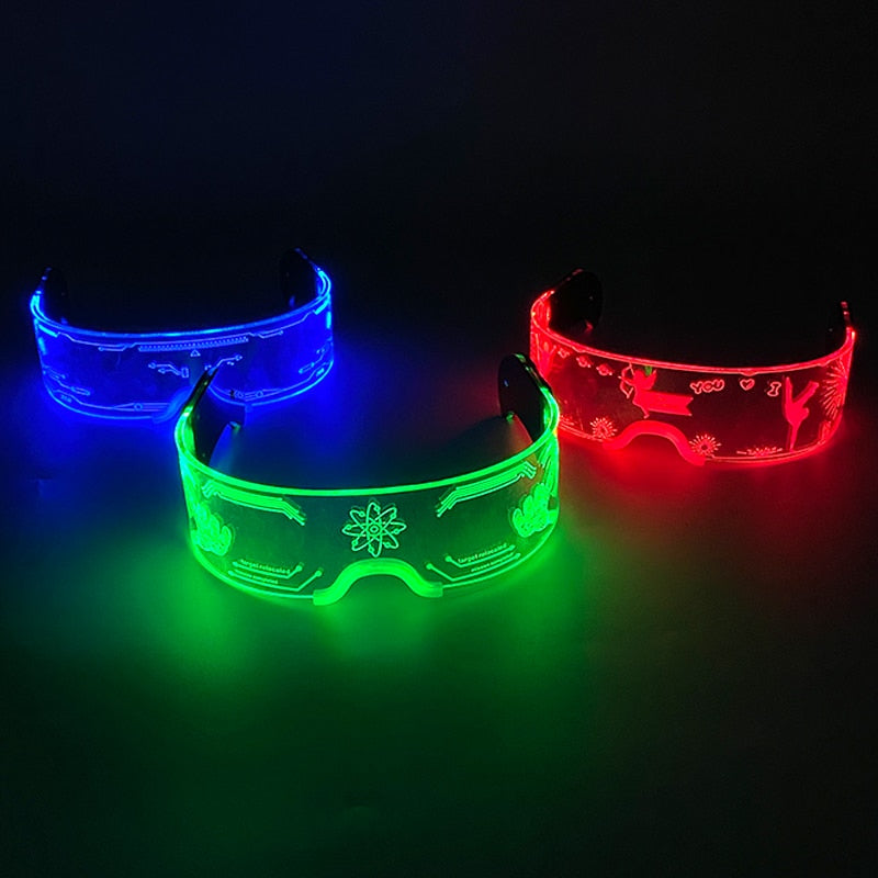 Fashion Luminous Decorative Glasses Neon Party Decoration LED Sunglasses For Nightclub DJ Dance Music Festival Rave