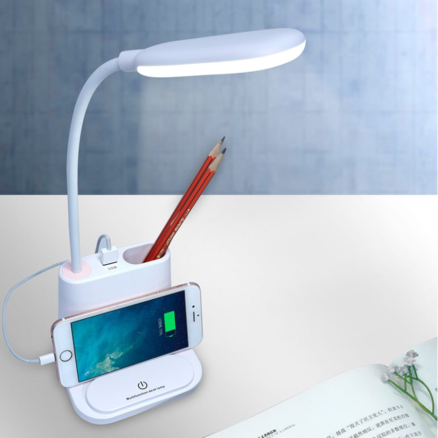 Touch Dimmable LED Desk Lamp 10W Wireless Charging/USB  Charging Table Light for Children Kids Reading Study Bedside Bedroom