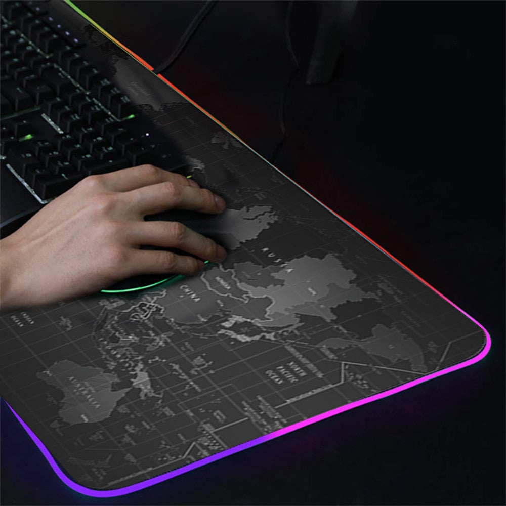 Large RGB Gaming Mouse Pad Gamer LED Light Locking Edge Big Deskmat Keyboard Natural Rubber Mousepad for Warcraft CS Dota