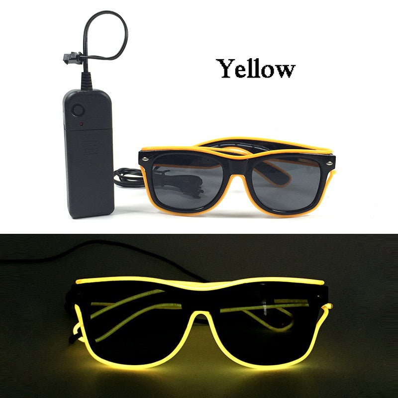 Fashion Luminous Decorative Glasses Neon Party Decoration LED Sunglasses For Nightclub DJ Dance Music Festival Rave