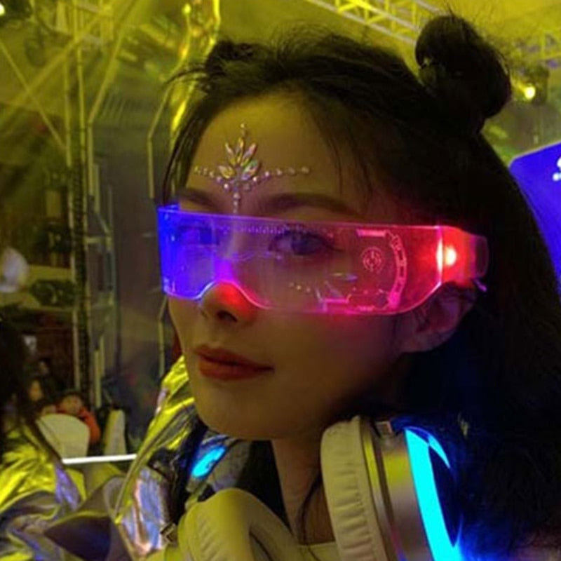 Fashion Luminous Decorative Glasses Neon Party Decoration LED Sunglasses For Nightclub DJ Dance Music Festival Rave