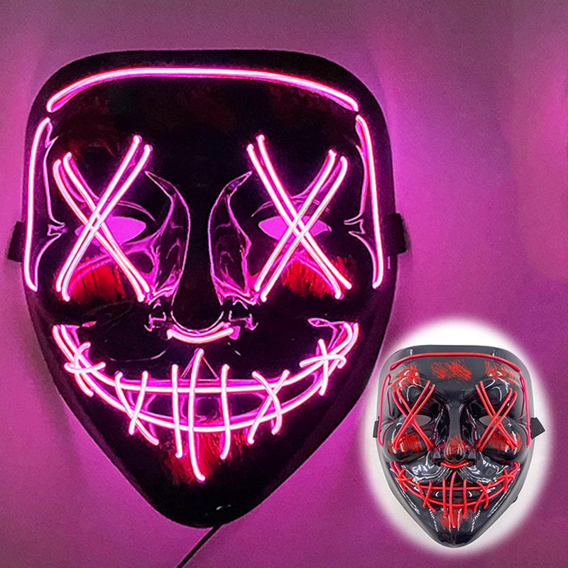 Halloween Luminous Neon Mask Led Mask Masque Masquerade Party Mask Glow In The Dark Purge Masks Cosplay Costume Supplies