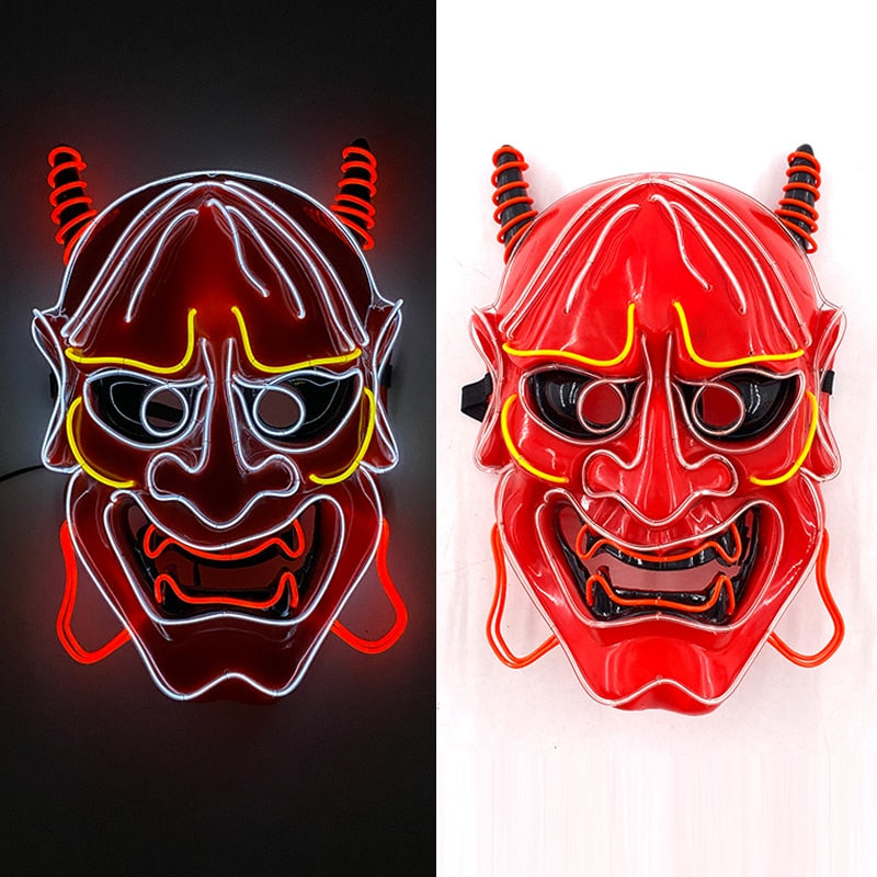 New Arrival LED Luminous Cosplay Anime Mask Neon Light Up Fox Mask Halloween Party Mask Carnival Party Led Mask