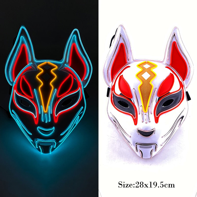 New Arrival LED Luminous Cosplay Anime Mask Neon Light Up Fox Mask Halloween Party Mask Carnival Party Led Mask