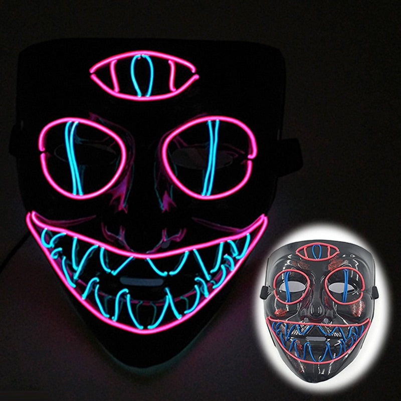 Halloween Luminous Neon Mask Led Mask Masque Masquerade Party Mask Glow In The Dark Purge Masks Cosplay Costume Supplies