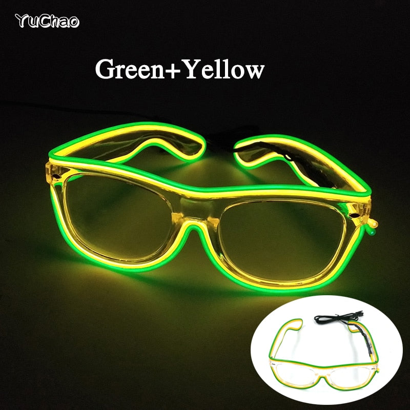 Fashion Luminous Decorative Glasses Neon Party Decoration LED Sunglasses For Nightclub DJ Dance Music Festival Rave