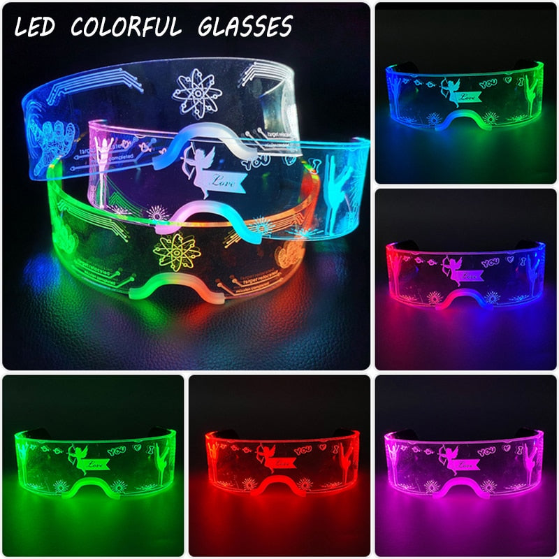 Fashion Luminous Decorative Glasses Neon Party Decoration LED Sunglasses For Nightclub DJ Dance Music Festival Rave