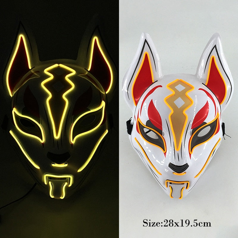 New Arrival LED Luminous Cosplay Anime Mask Neon Light Up Fox Mask Halloween Party Mask Carnival Party Led Mask