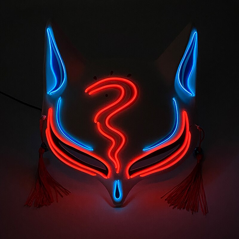 New Arrival LED Luminous Cosplay Anime Mask Neon Light Up Fox Mask Halloween Party Mask Carnival Party Led Mask