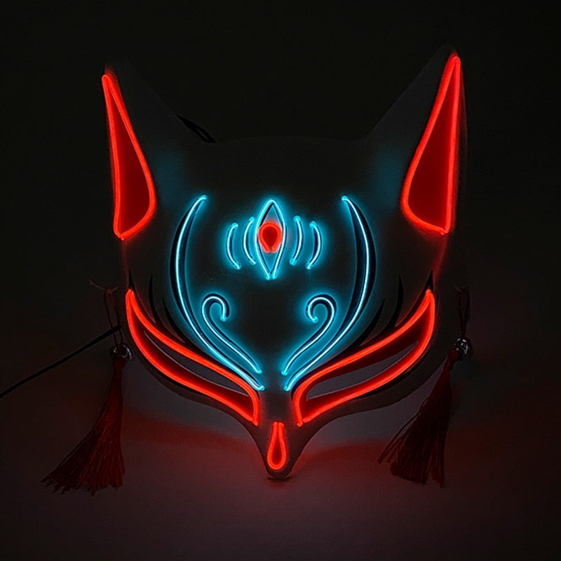 New Arrival LED Luminous Cosplay Anime Mask Neon Light Up Fox Mask Halloween Party Mask Carnival Party Led Mask