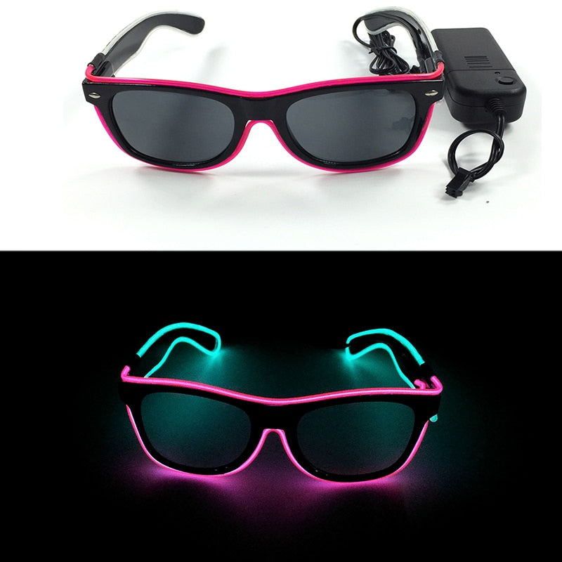 Fashion Luminous Decorative Glasses Neon Party Decoration LED Sunglasses For Nightclub DJ Dance Music Festival Rave