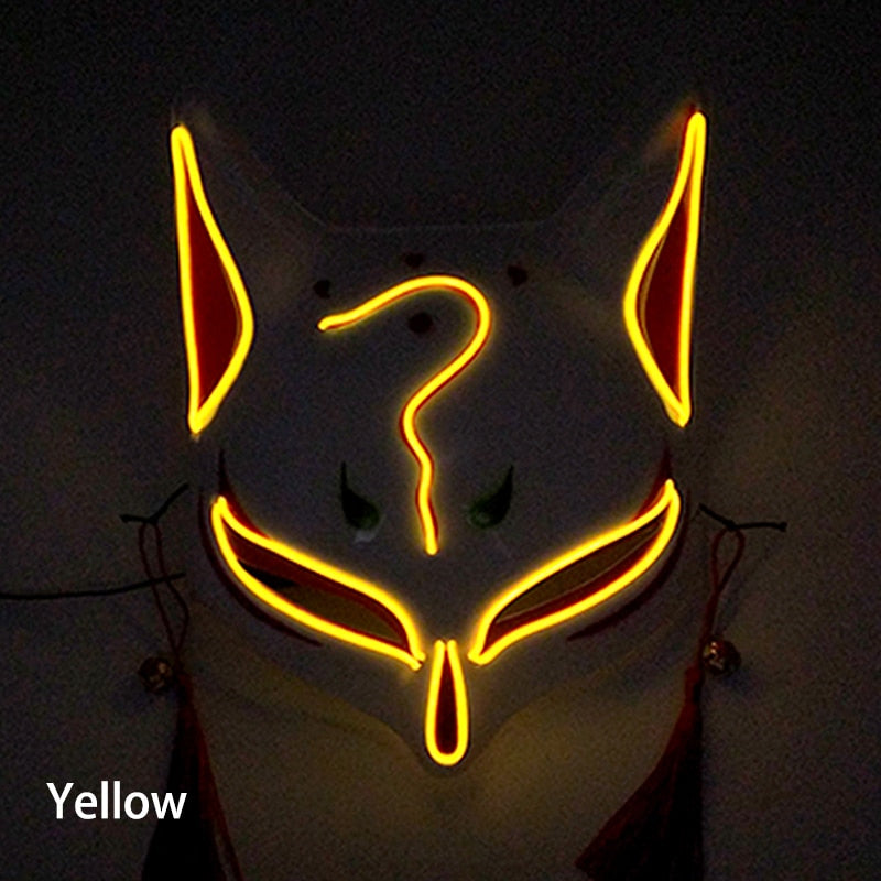 New Arrival LED Luminous Cosplay Anime Mask Neon Light Up Fox Mask Halloween Party Mask Carnival Party Led Mask