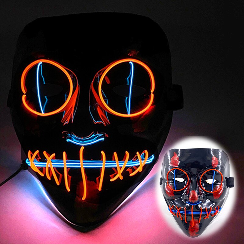 Halloween Luminous Neon Mask Led Mask Masque Masquerade Party Mask Glow In The Dark Purge Masks Cosplay Costume Supplies