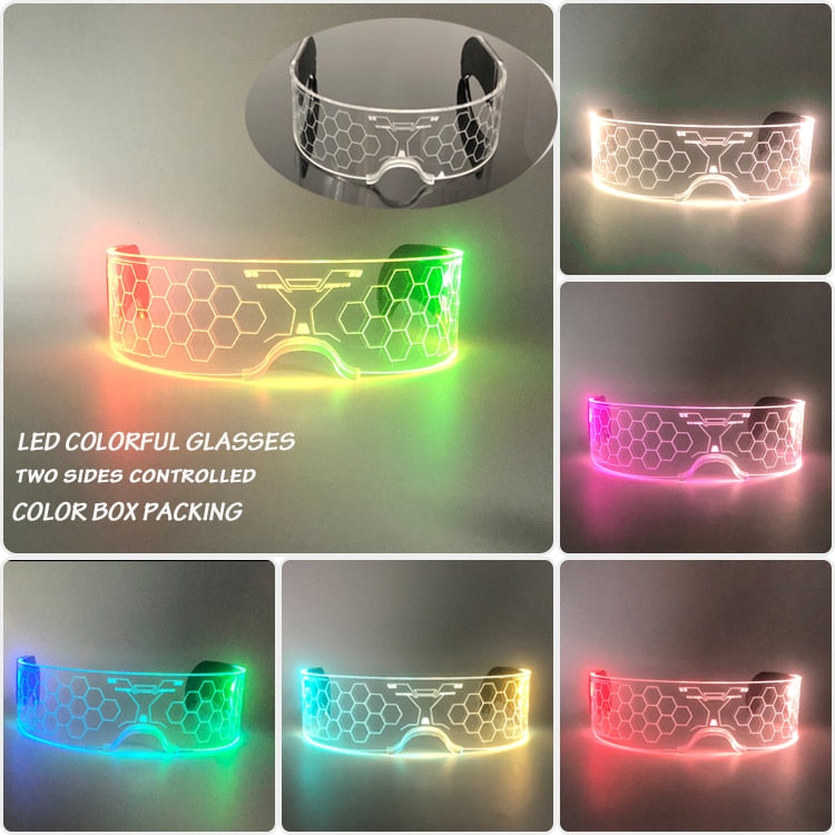 Fashion Luminous Decorative Glasses Neon Party Decoration LED Sunglasses For Nightclub DJ Dance Music Festival Rave