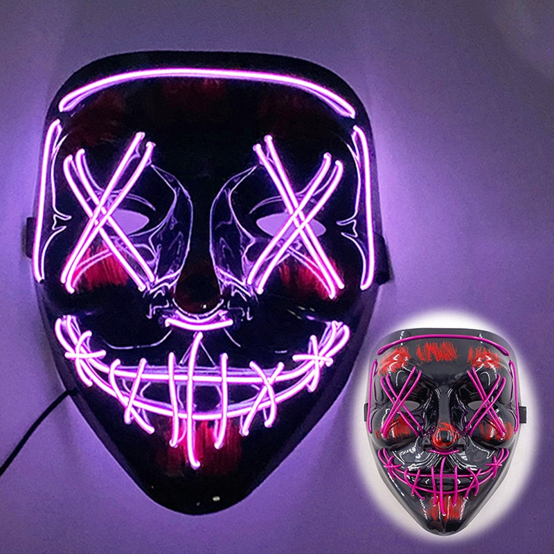 Halloween Luminous Neon Mask Led Mask Masque Masquerade Party Mask Glow In The Dark Purge Masks Cosplay Costume Supplies