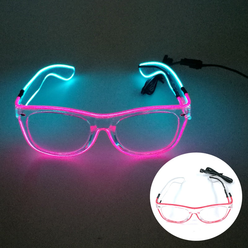 Fashion Luminous Decorative Glasses Neon Party Decoration LED Sunglasses For Nightclub DJ Dance Music Festival Rave