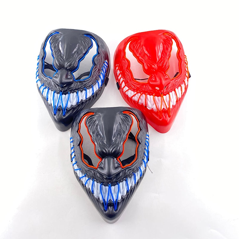 Cosplay Film Venom  Accessories Prop Glowing Horror LED Party Mask Flashing In the Dark Night For Halloween