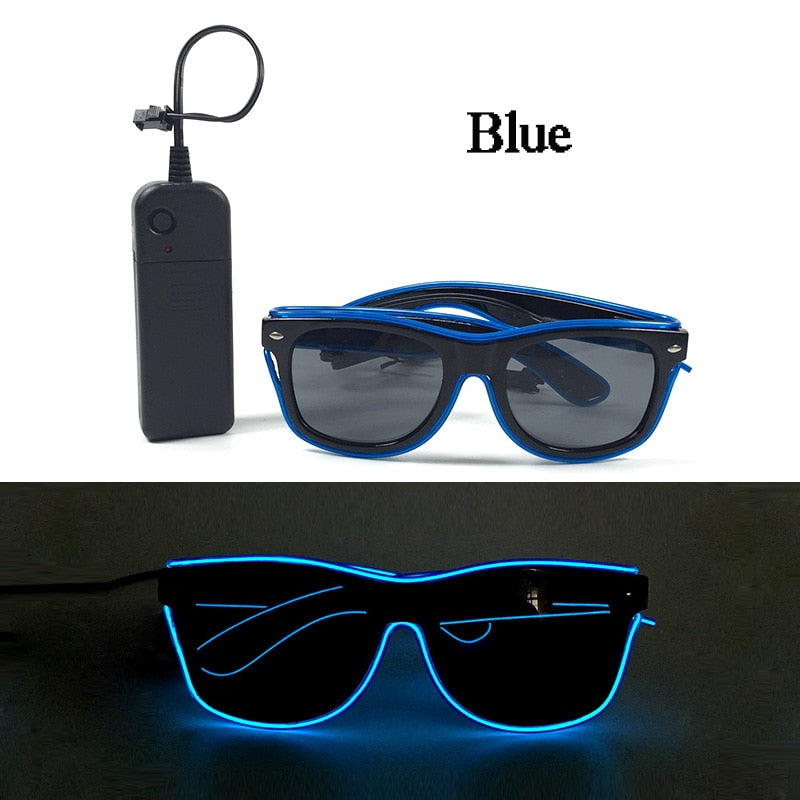 Fashion Luminous Decorative Glasses Neon Party Decoration LED Sunglasses For Nightclub DJ Dance Music Festival Rave