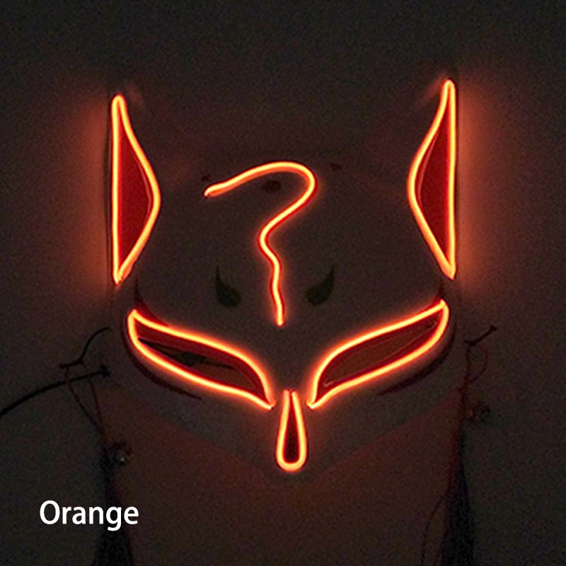 New Arrival LED Luminous Cosplay Anime Mask Neon Light Up Fox Mask Halloween Party Mask Carnival Party Led Mask