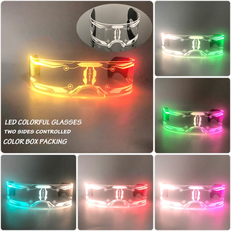 Fashion Luminous Decorative Glasses Neon Party Decoration LED Sunglasses For Nightclub DJ Dance Music Festival Rave