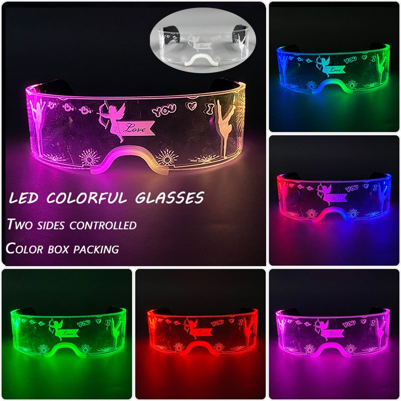 Fashion Luminous Decorative Glasses Neon Party Decoration LED Sunglasses For Nightclub DJ Dance Music Festival Rave