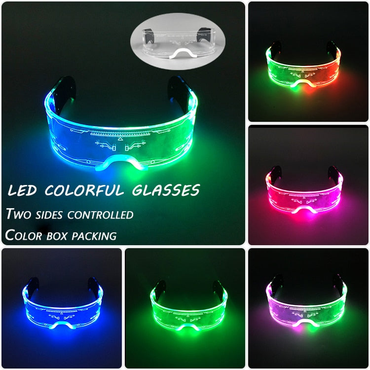 Fashion Luminous Decorative Glasses Neon Party Decoration LED Sunglasses For Nightclub DJ Dance Music Festival Rave