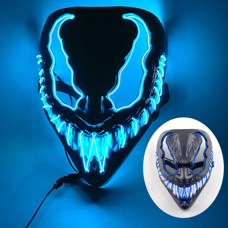 Cosplay Film Venom  Accessories Prop Glowing Horror LED Party Mask Flashing In the Dark Night For Halloween