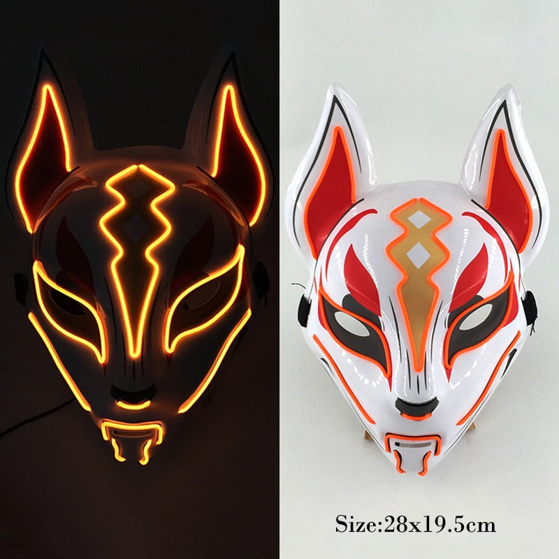 New Arrival LED Luminous Cosplay Anime Mask Neon Light Up Fox Mask Halloween Party Mask Carnival Party Led Mask