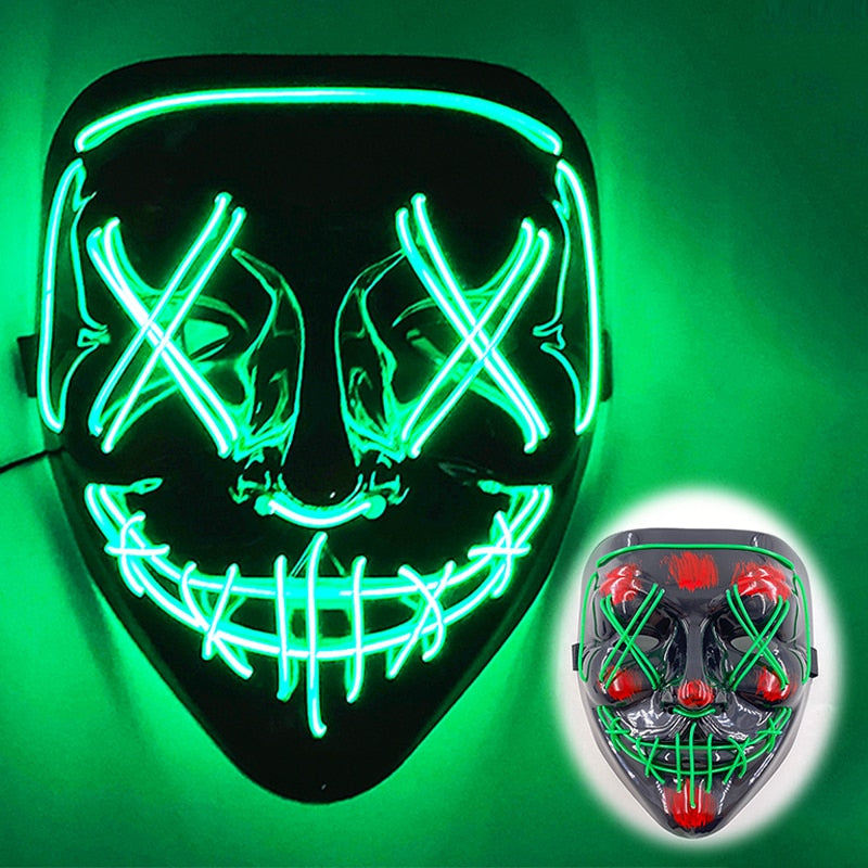 Halloween Luminous Neon Mask Led Mask Masque Masquerade Party Mask Glow In The Dark Purge Masks Cosplay Costume Supplies