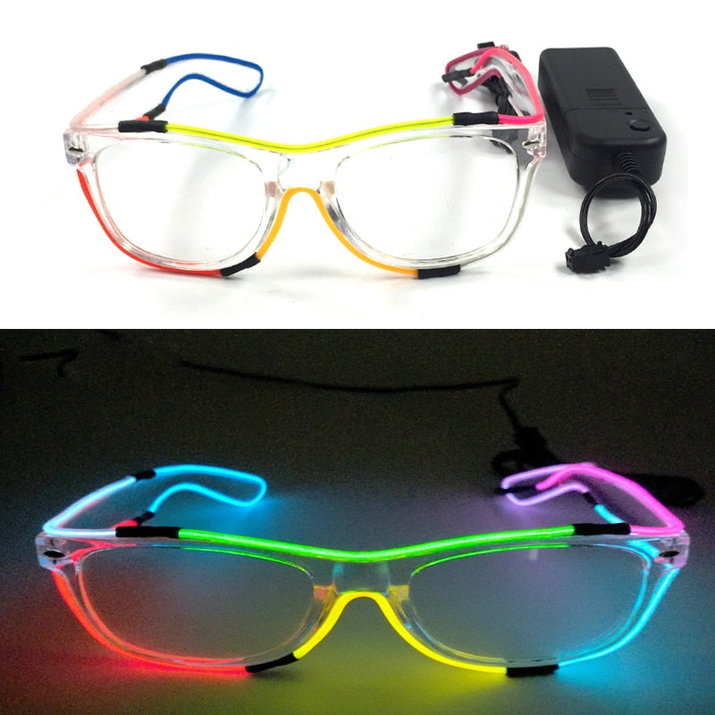 Fashion Luminous Decorative Glasses Neon Party Decoration LED Sunglasses For Nightclub DJ Dance Music Festival Rave