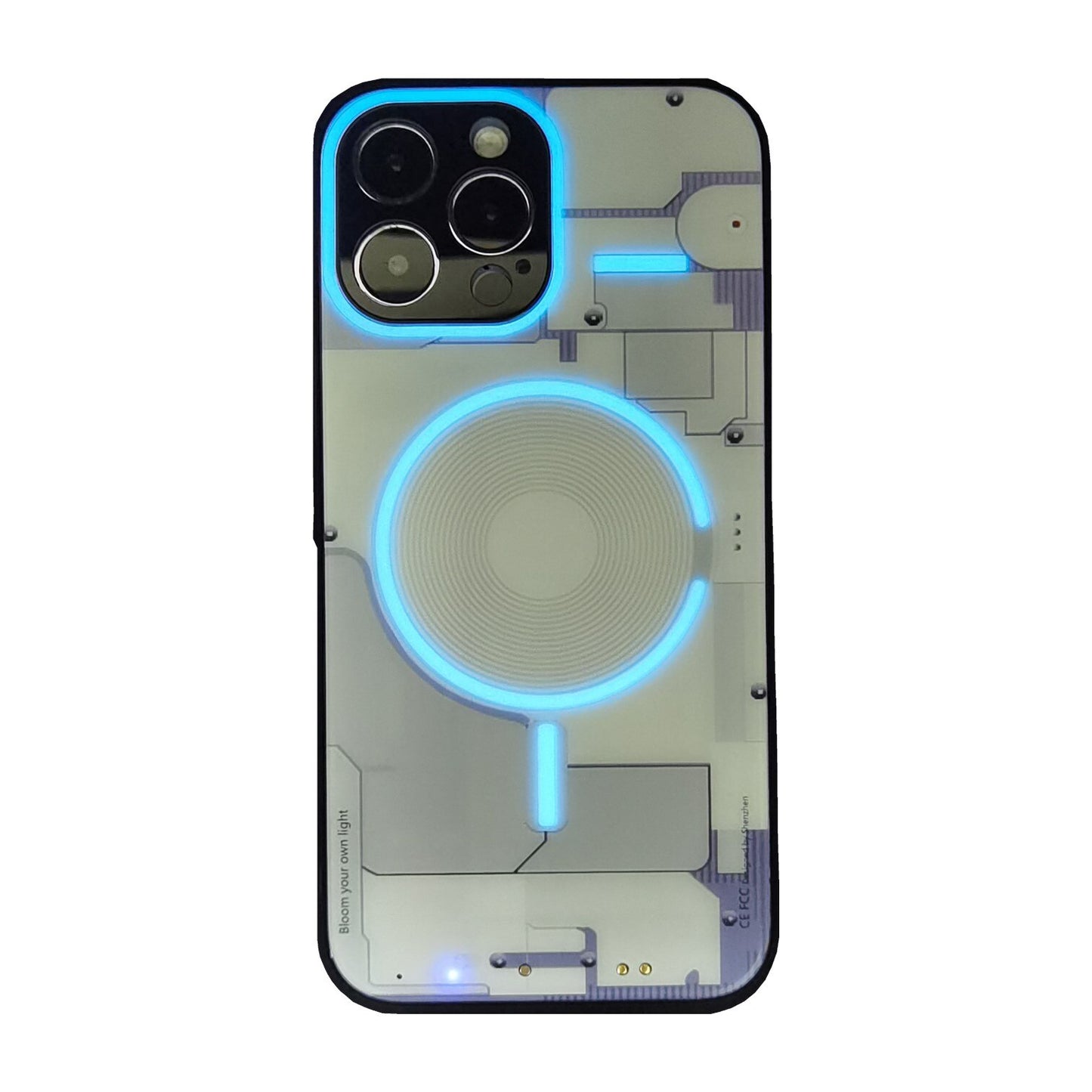 Cool Hidden LED Geometric Line Glowing Phone Case for iPhone 11 12 13 14 Pro Max Frosted Stainless Surface Luxury Accessories