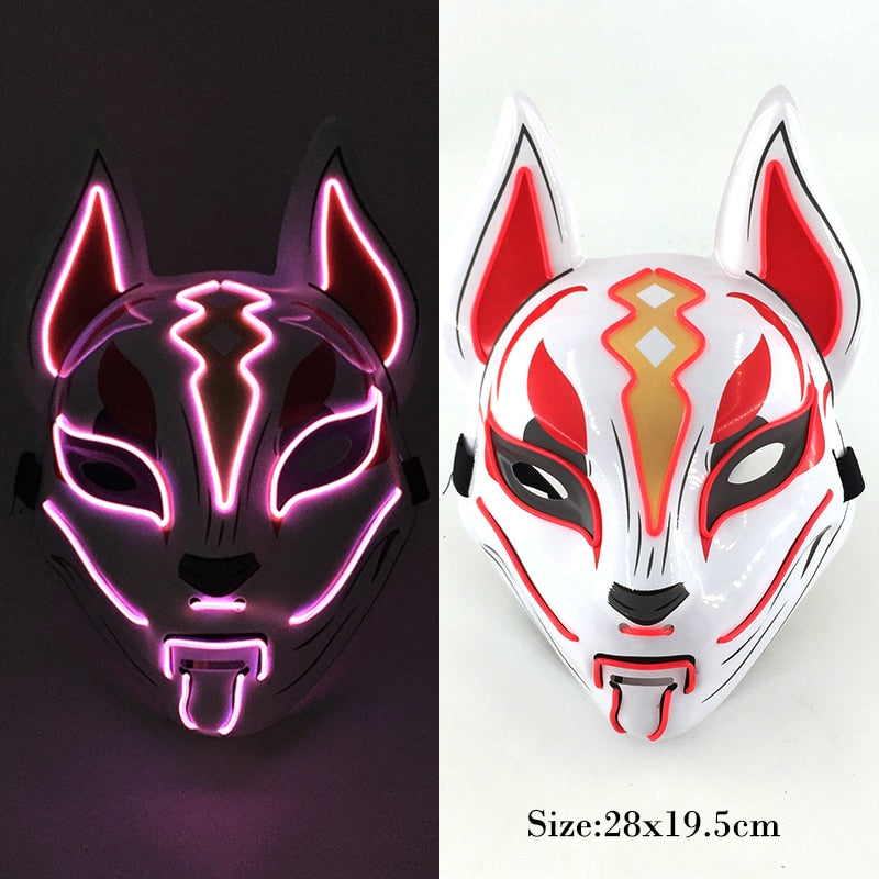 New Arrival LED Luminous Cosplay Anime Mask Neon Light Up Fox Mask Halloween Party Mask Carnival Party Led Mask