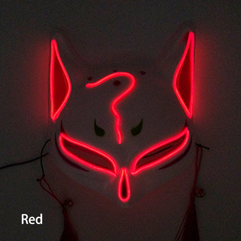 New Arrival LED Luminous Cosplay Anime Mask Neon Light Up Fox Mask Halloween Party Mask Carnival Party Led Mask