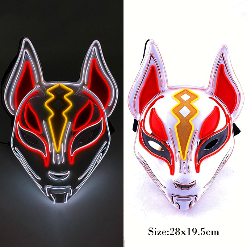 New Arrival LED Luminous Cosplay Anime Mask Neon Light Up Fox Mask Halloween Party Mask Carnival Party Led Mask