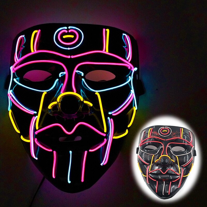 Halloween Luminous Neon Mask Led Mask Masque Masquerade Party Mask Glow In The Dark Purge Masks Cosplay Costume Supplies