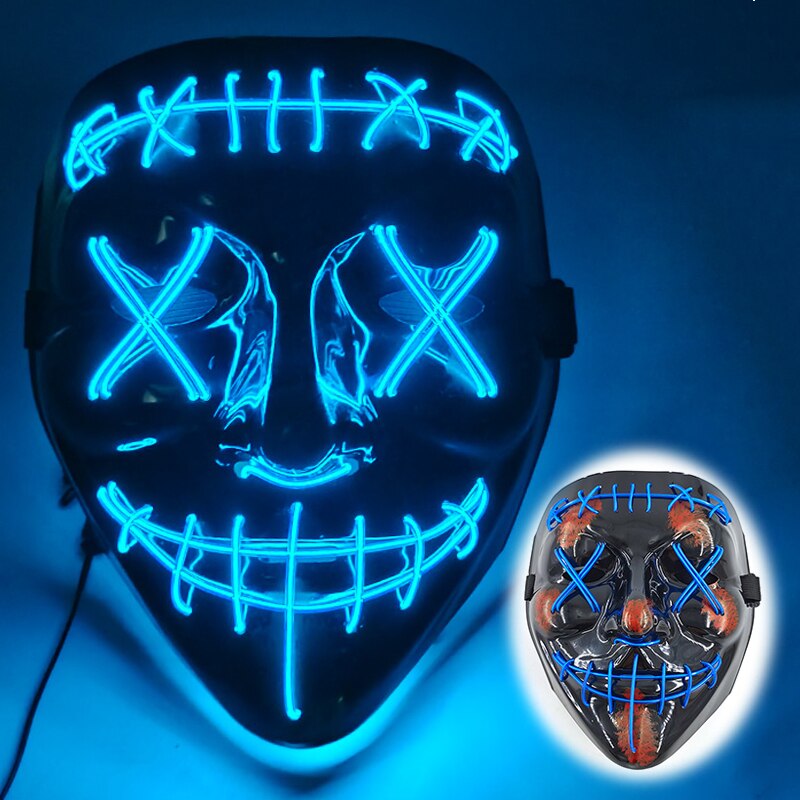 Halloween Luminous Neon Mask Led Mask Masque Masquerade Party Mask Glow In The Dark Purge Masks Cosplay Costume Supplies