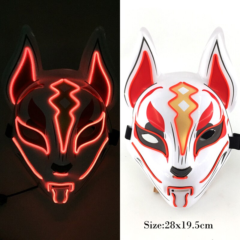 New Arrival LED Luminous Cosplay Anime Mask Neon Light Up Fox Mask Halloween Party Mask Carnival Party Led Mask