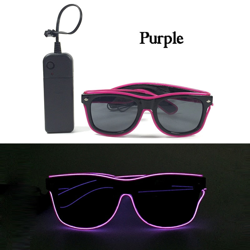 Fashion Luminous Decorative Glasses Neon Party Decoration LED Sunglasses For Nightclub DJ Dance Music Festival Rave