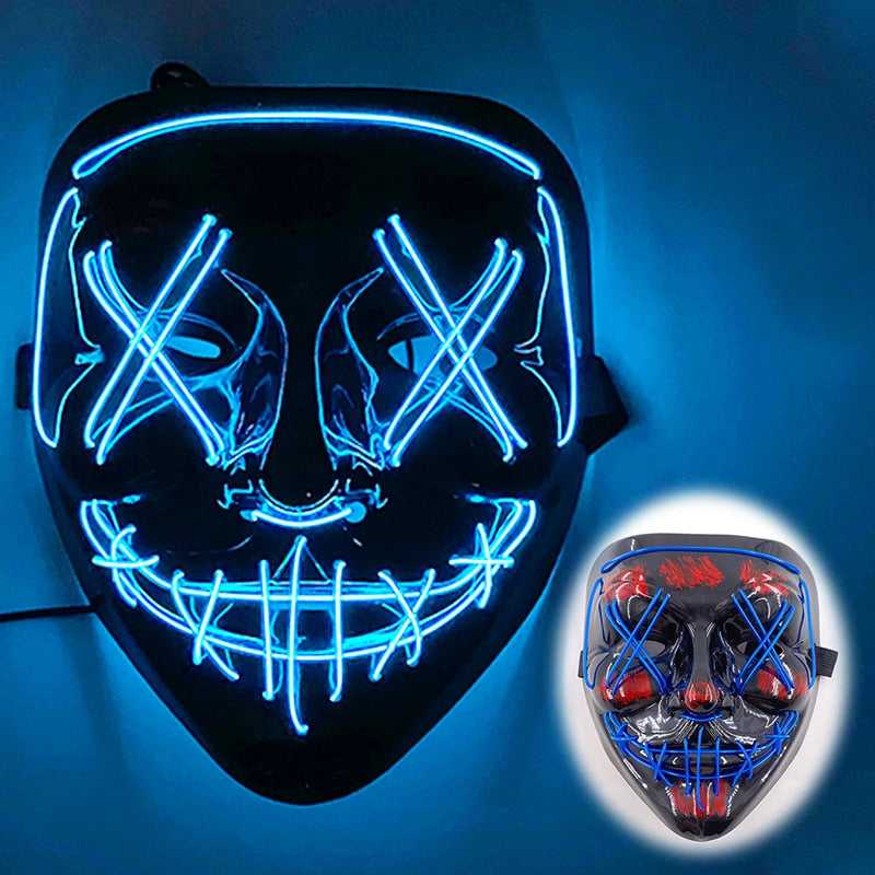 Halloween Luminous Neon Mask Led Mask Masque Masquerade Party Mask Glow In The Dark Purge Masks Cosplay Costume Supplies