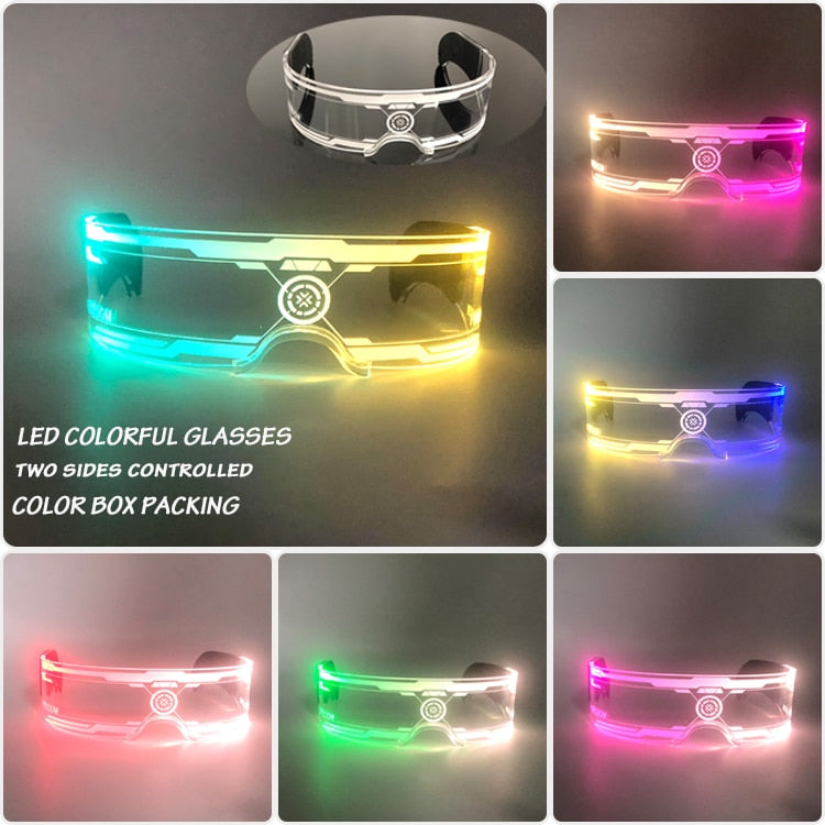 Fashion Luminous Decorative Glasses Neon Party Decoration LED Sunglasses For Nightclub DJ Dance Music Festival Rave