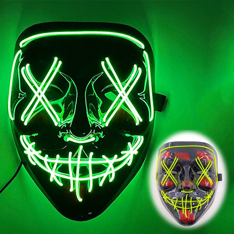 Halloween Luminous Neon Mask Led Mask Masque Masquerade Party Mask Glow In The Dark Purge Masks Cosplay Costume Supplies