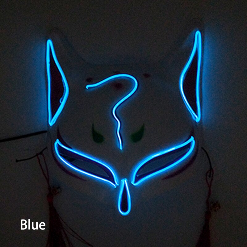 New Arrival LED Luminous Cosplay Anime Mask Neon Light Up Fox Mask Halloween Party Mask Carnival Party Led Mask