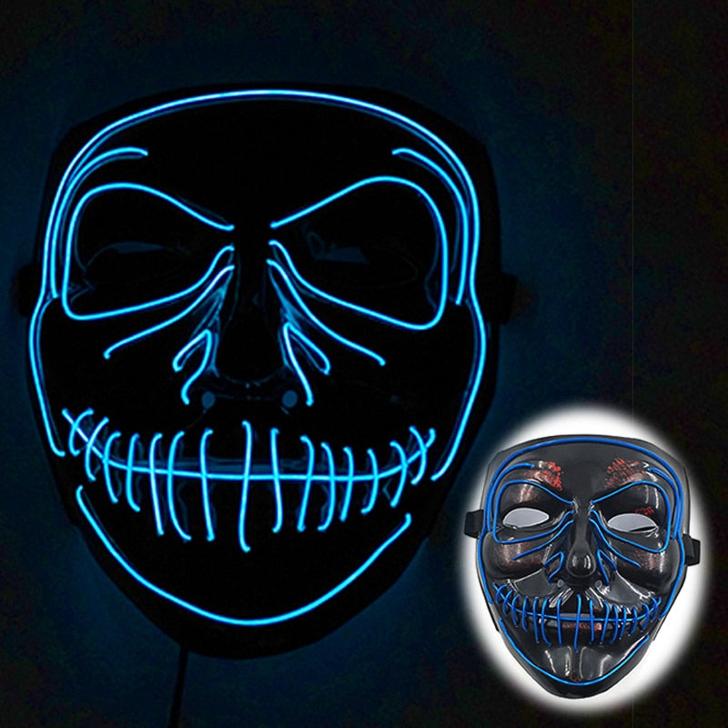 Halloween Luminous Neon Mask Led Mask Masque Masquerade Party Mask Glow In The Dark Purge Masks Cosplay Costume Supplies