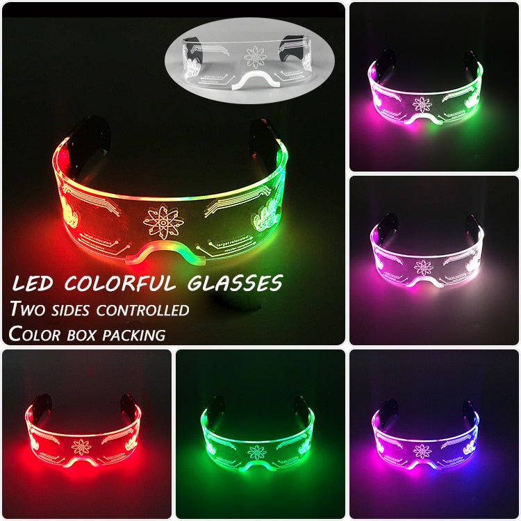 Fashion Luminous Decorative Glasses Neon Party Decoration LED Sunglasses For Nightclub DJ Dance Music Festival Rave