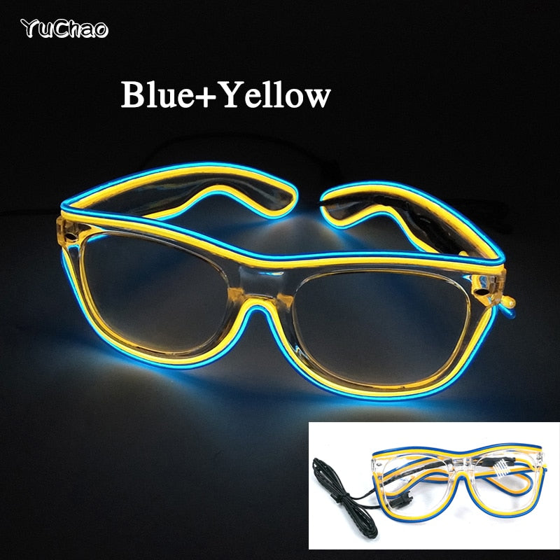 Fashion Luminous Decorative Glasses Neon Party Decoration LED Sunglasses For Nightclub DJ Dance Music Festival Rave