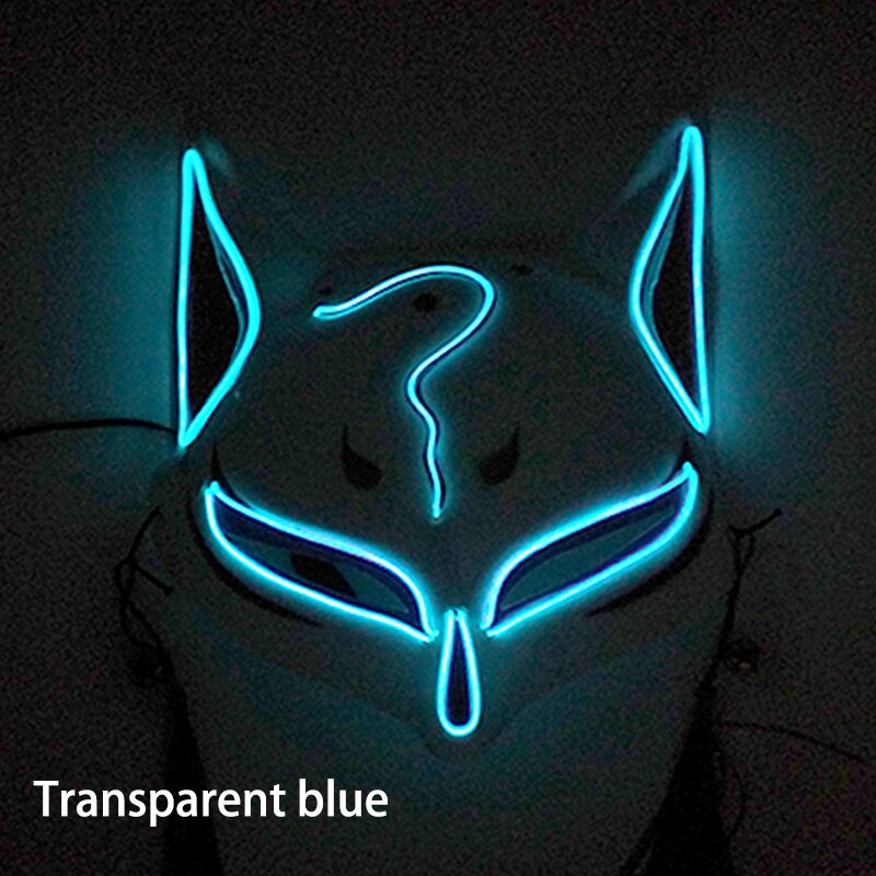 New Arrival LED Luminous Cosplay Anime Mask Neon Light Up Fox Mask Halloween Party Mask Carnival Party Led Mask