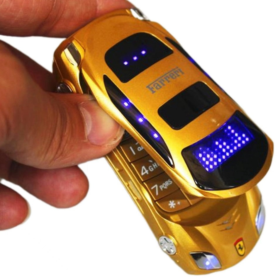 Flip Unlocked Push Button Flashlight Dual Sim Cards Mp3 Mp4 Super Small Cellphone Car Shape Model Mini Mobile Student Cellphone