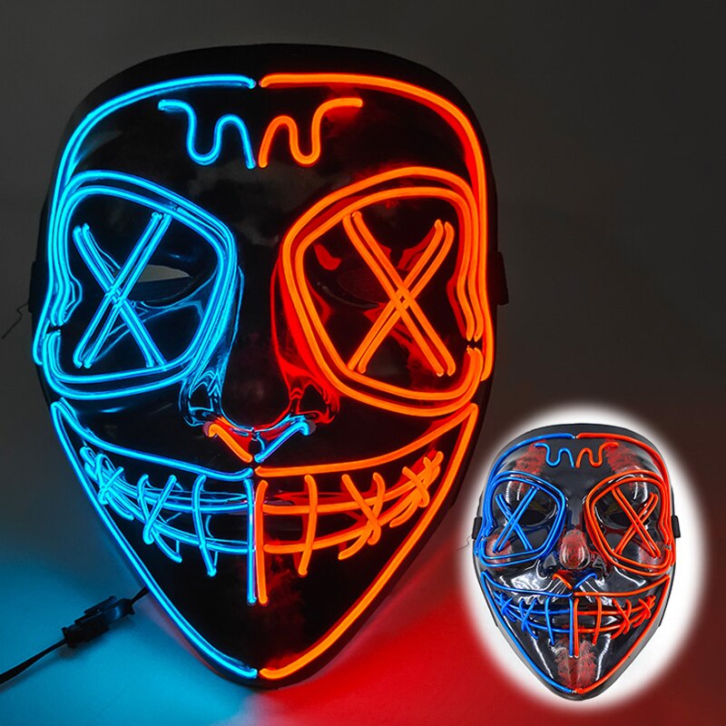 Halloween Luminous Neon Mask Led Mask Masque Masquerade Party Mask Glow In The Dark Purge Masks Cosplay Costume Supplies